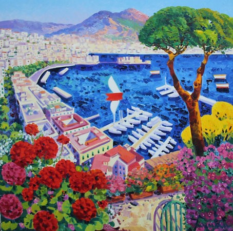 Il golfo di napoli  e la barca rossa/ Athos Faccincani